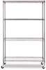 A Picture of product ALE-SW604818BA Alera® NSF Certified 4-Shelf Wire Shelving Kit with Casters 48w x 18d 72h, Black Anthracite