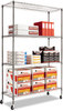 A Picture of product ALE-SW604818BA Alera® NSF Certified 4-Shelf Wire Shelving Kit with Casters 48w x 18d 72h, Black Anthracite