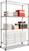 A Picture of product ALE-SW604818BA Alera® NSF Certified 4-Shelf Wire Shelving Kit with Casters 48w x 18d 72h, Black Anthracite