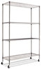 A Picture of product ALE-SW604818BA Alera® NSF Certified 4-Shelf Wire Shelving Kit with Casters 48w x 18d 72h, Black Anthracite