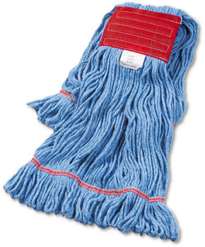 Boardwalk® Super Loop Wet Mop Head, Cotton/Synthetic Fiber, 5" Headband, Large Size, Blue, 12/Case