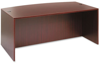 Alera® Valencia™ Series Bow Front Desk Shell 71" x 41.38" 29.63", Mahogany