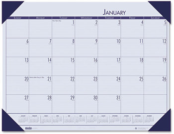House of Doolittle™ EcoTones® 100% Recycled Monthly Desk Pad Calendar 18.5 x 13, Ocean Blue Sheets/Corners, Black Binding, 12-Month (Jan to Dec): 2024