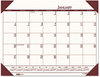 A Picture of product HOD-12473 House of Doolittle™ EcoTones® 100% Recycled Monthly Desk Pad Calendar 22 x 17, Sunset Orchid Sheets, Cordovan Corners, 12-Month (Jan to Dec): 2024