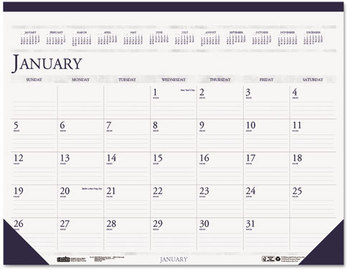 House of Doolittle™ 100% Recycled Two-Color Dated Monthly Desk Pad Calendar Perforated 22 x 17, Blue Binding/Corners, 12-Month (Jan-Dec): 2024