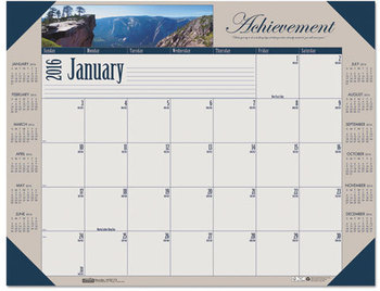 House of Doolittle™ Earthscapes™ 100% Recycled Motivational Monthly Desk Pad Calendar Photos, 22 x 17, Blue Binding/Corners, 12-Month (Jan-Dec): 2024