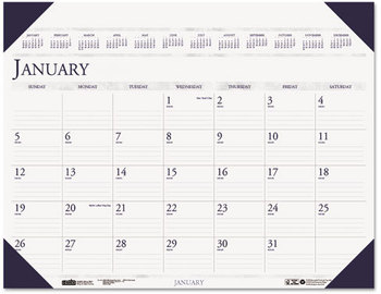 House of Doolittle™ Executive Monthly Desk Pad Calendar 24 x 19, White/Blue Sheets, Blue Corners, 12-Month (Jan to Dec): 2024