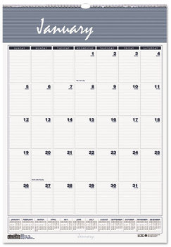 House of Doolittle™ Bar Harbor 100% Recycled Wirebound Monthly Wall Calendar 22 x 31.25, White/Blue/Gray Sheets, 12-Month (Jan-Dec): 2024