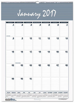 House of Doolittle™ Bar Harbor 100% Recycled Wirebound Monthly Wall Calendar Academic Year 15.5 x 22, White/Blue Sheets, 12-Month(Aug-July):2024-2025