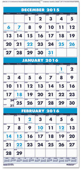 House of Doolittle™ 100% Recycled Three-Month Format Wall Calendar Vertical Orientation, 8 x 17, White Sheets, 14-Month (Dec to Jan): 2023 2025