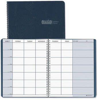 House of Doolittle™ 100% Recycled Teacher's Planner,  Embossed Simulated Leather Cover, 11 x 8-1/2, Blue