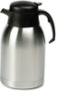 A Picture of product HOR-SVC190 Hormel Stainless Steel Lined Vacuum Carafe,  1.9L, Satin Finish/Black Trim