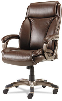 Alera® Veon Series Executive High-Back Bonded Leather Chair Supports Up to 275 lb, Brown Seat/Back, Bronze Base