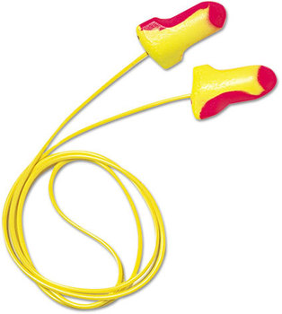 Howard Leight® by Honeywell Laser Lite® Single-Use Poly Corded Earplugs, 32NRR. Magenta and Yellow. 100 Pairs.