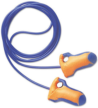 Howard Leight® by Honeywell Laser Trak® Detectable Single-Use Earplugs,  Corded, 32NRR, Orange/Blue, 100 Pairs