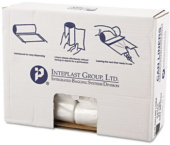 Inteplast Group High-Density Commercial Can Liners Value Pack,  24 x 31, 16gal, 8mic, Clear, 50/Roll, 20 Rolls/Carton