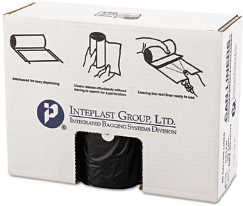Inteplast Group High-Density Commercial Can Liners Value Pack,  38 x 58, 60gal, 22mic, Black, 25/Roll, 6 Rolls/Carton