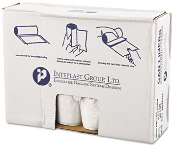 Inteplast Group High-Density Commercial Can Liners Value Pack,  40 x 46, 45gal, 12mic, Clear, 25/Roll, 10 Rolls/Carton