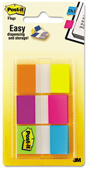 Post-it® Flags Portable Page in Dispenser, Assorted Brights, 60 Flags/Pack