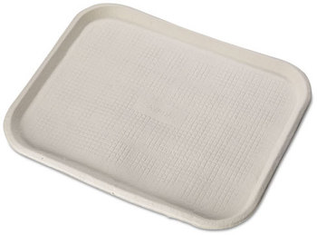 Chinet® Savaday® Molded Fiber 1-Compartment Rectangular Flat Food Trays. 14 X 18 X 1 in. White. 100/Carton.
