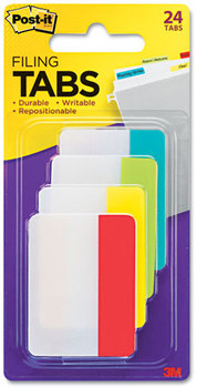 Post-It® Tabs Solid Color 1/5-Cut, Assorted Colors, 2" Wide, 24/Pack