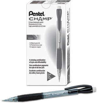 Pentel® Champ® Mechanical Pencil,  .5mm,Translucent Gray, Dozen