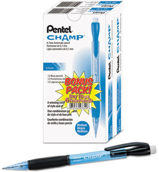 Pentel® Champ® Mechanical Pencil,  0.7 mm, Blue Barrel, 24/Pack