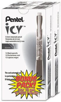 Pentel® Icy™ Mechanical Pencil,  0.5 mm, Transparent Smoke Barrel, 24/Pack