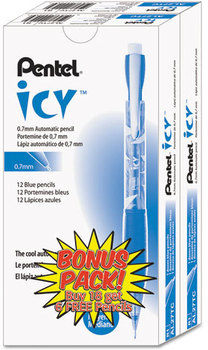 Pentel® Icy™ Mechanical Pencil,  0.7 mm, Transparent Blue Barrel, 24/Pack