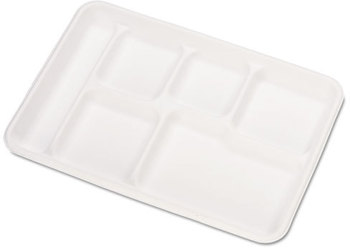 Chinet® Molded Fiber 6-Compartment Cafeteria Trays. 8 1/2 X 12 1/2 X 1 in. 500/Carton.