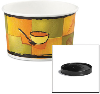Huhtamaki Soup Containers with Vented Lids,  Streetside Pattern, 8/10 oz, 250/Carton