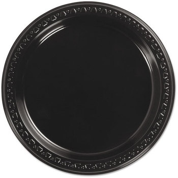 Chinet® Heavyweight Plastic Dinnerware,  7" Diameter, Black, 125/Pack, 8 Packs/CT