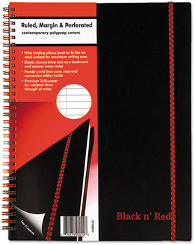 Black n' Red™ Twin Wire Poly Cover Notebook,  Legal Rule, 11 x 8 1/2, 70 Sheets