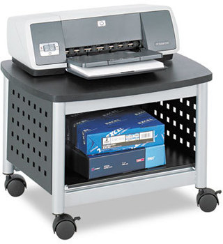 Safco® Scoot™ Printer Stand Under-Desk Metal, 2 Shelves, 100 lb Capacity, 20.25" x 16.5" 14.5", Black/Silver