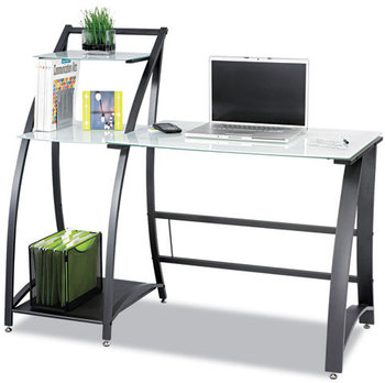 Safco® Xpressions™ 53 1/4" Computer Desk,  53-1/4w x 25-1/2d x 45-1/4h, Frosted/Black