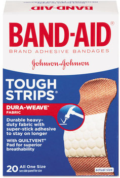 BAND-AID® Flexible Fabric Tough-Strips™ Adhesive Bandages,  1" x 3 1/4", 20/Box