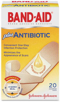 BAND-AID® Antibiotic Bandages,  Assorted Sizes, 20/Box