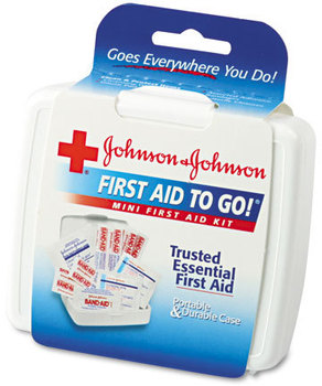 Johnson & Johnson® Red Cross® Mini First Aid to Go®,  12-Pieces, Plastic Case