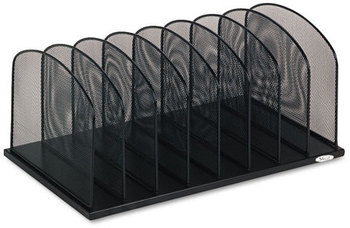 Safco® Onyx™ Mesh Desk Organizer with Upright Sections 8 Letter to Legal Size Files, 19.5" x 11.5" 8.25", Black