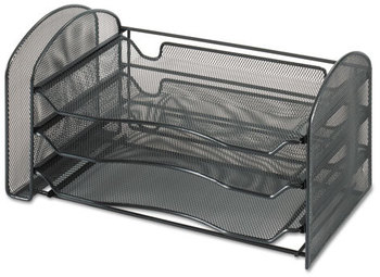 Safco® Onyx™ Mesh Desk Organizer with One Vertical/Three Horizontal Sections 1 Vertical/3 Steel 16.25 x 9 8, Black