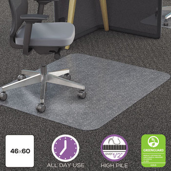 deflecto® Clear Polycarbonate All Day Use Chair Mat,  46 x 60