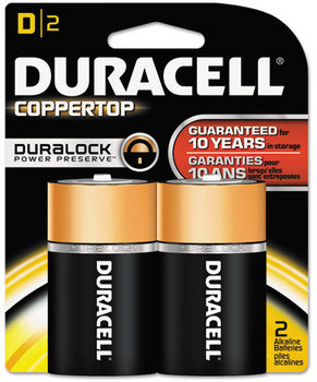 Duracell® CopperTop® Alkaline Batteries with Duralock Power Preserve™ Technology,  D, 2/Pk
