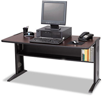 Safco® Computer Desk with Reversible Top 47.5" x 28" 30", Mahogany/Medium Oak/Black