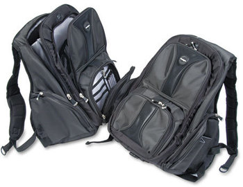 Kensington® Contour™ Laptop Backpack,  Nylon, 15 3/4 x 9 x 19 1/2, Black