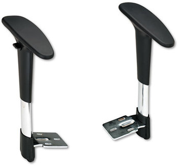 Safco® Optional Height-Adjustable T-Pad Arms for Metro™ Extended Height Chair Extended-Height Chairs, Black/Chrome, 2/Set