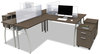 A Picture of product LIT-TR737MOC Linea Italia® Trento Line L-Shaped Desk,  59-1/8w x 59-1/8d x 29-1/2h, Mocha/Gray