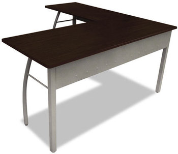 Linea Italia® Trento Line L-Shaped Desk,  59-1/8w x 59-1/8d x 29-1/2h, Mocha/Gray