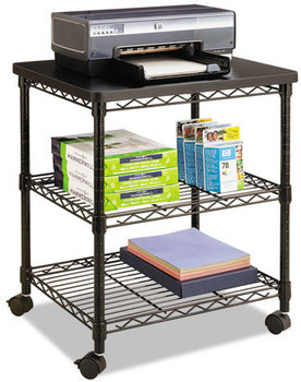 Safco® Desk Side Wire Machine Stand Metal, 3 Shelves, 200 lb Capacity, 24" x 20" 27", Black