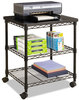 A Picture of product SAF-5207BL Safco® Desk Side Wire Machine Stand Metal, 3 Shelves, 200 lb Capacity, 24" x 20" 27", Black