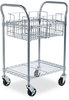 A Picture of product SAF-5235GR Safco® Wire Mail Cart Dual-Purpose and Filing Metal, 1 Shelf, Bin, 26.75" x 18.75" 38.5", Metallic Gray